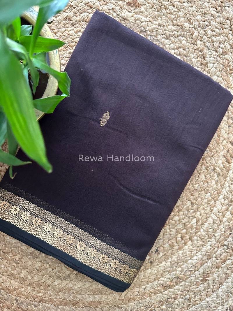 Coffee Butta Pallu Zari Border Maheshwari Saree MBS03