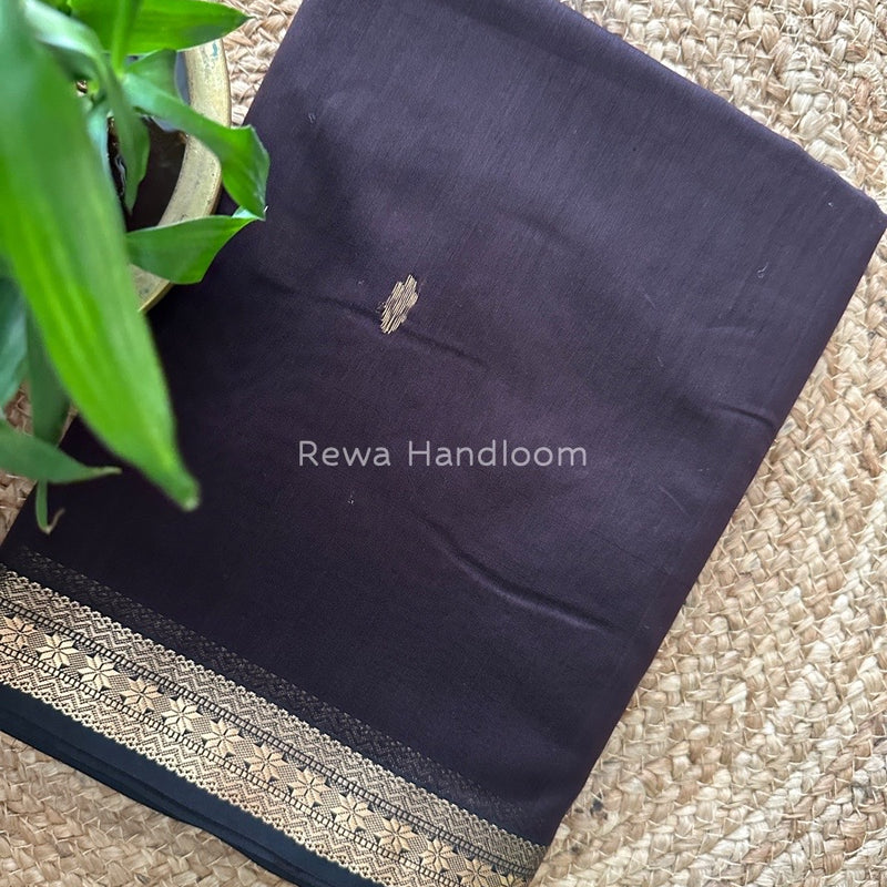 Coffee Butta Pallu Zari Border Maheshwari Saree MBS03