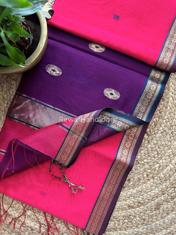 Butta Pallu Zari Border Maheshwari Saree