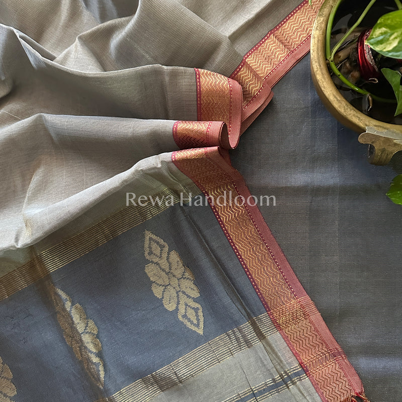 Maheshwari Grey Tissue Buta Dress Material-TPT01