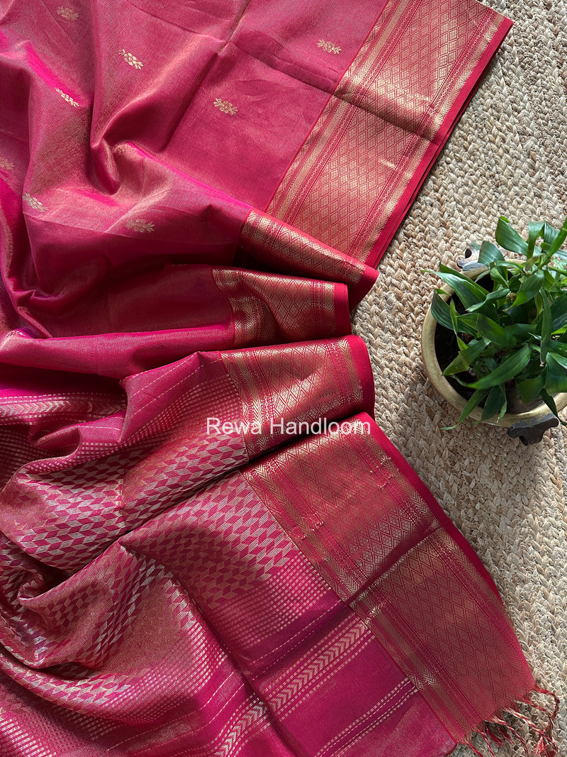 Maheshwari Rani Pink Tissue Rich Pallu Saree THP036