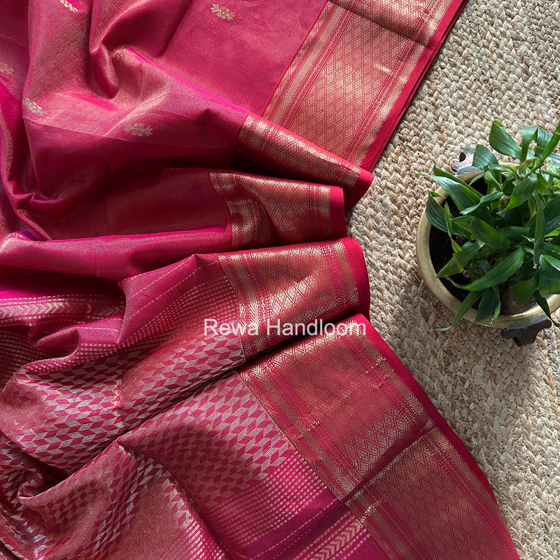 Maheshwari Rani Pink Tissue Rich Pallu Saree THP036