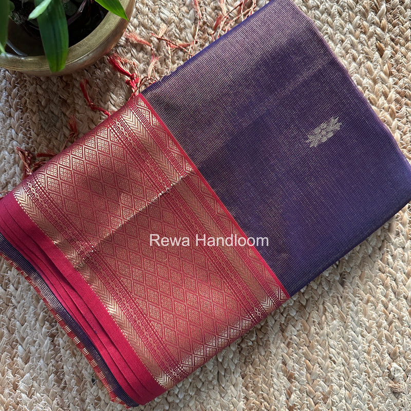Maheshwari Purple Tissue Rich Pallu Saree THP037