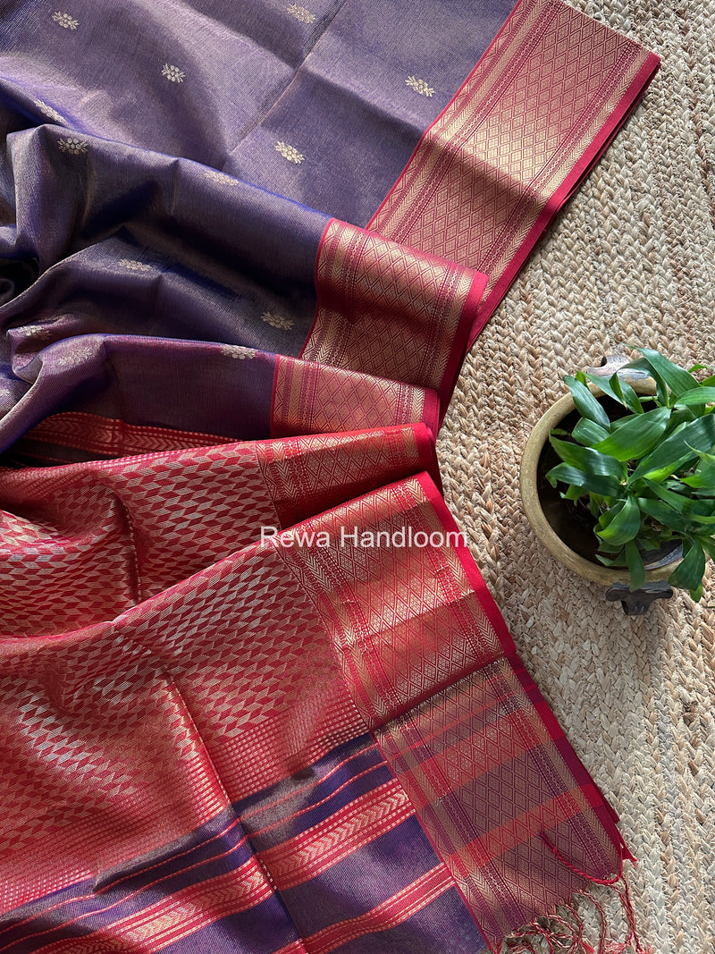 Maheshwari Purple Tissue Rich Pallu Saree THP037