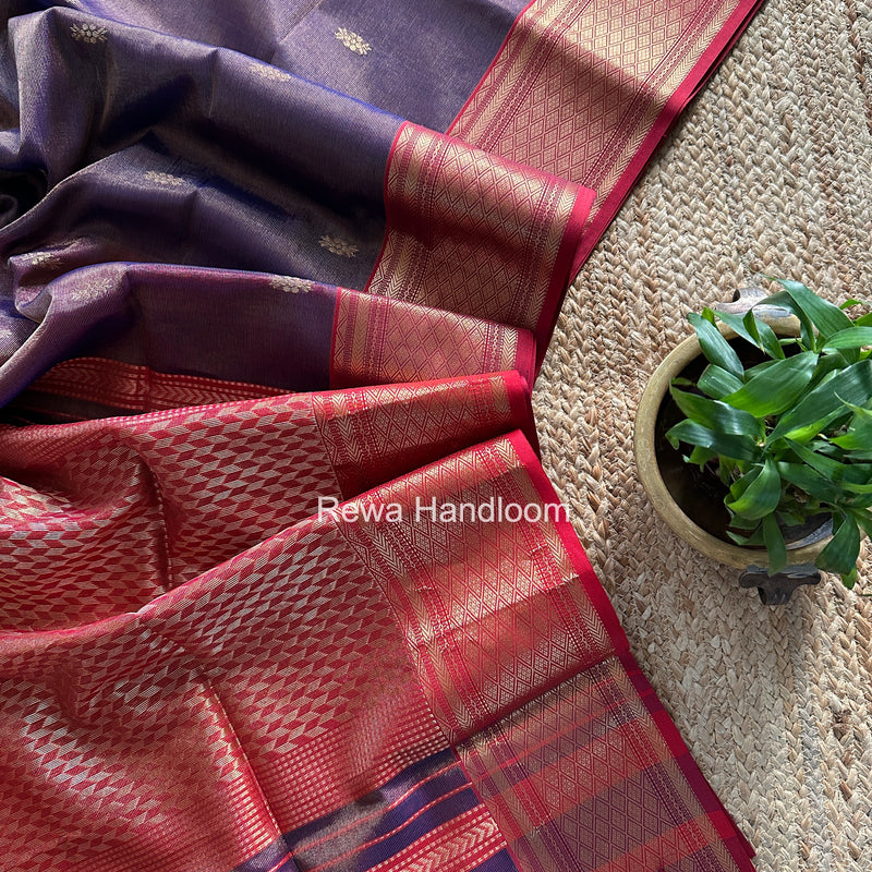 Maheshwari Purple Tissue Rich Pallu Saree THP037
