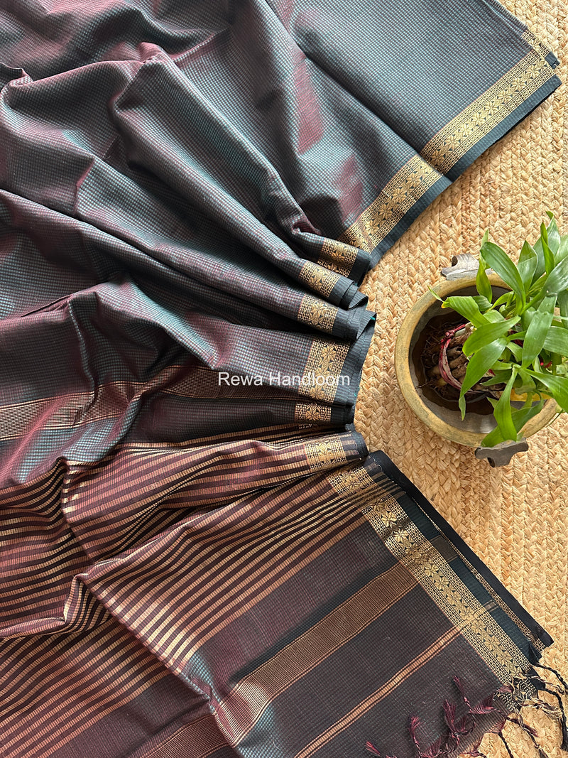 Maheshwari Green Garbha Reshami Silk Saree GS208