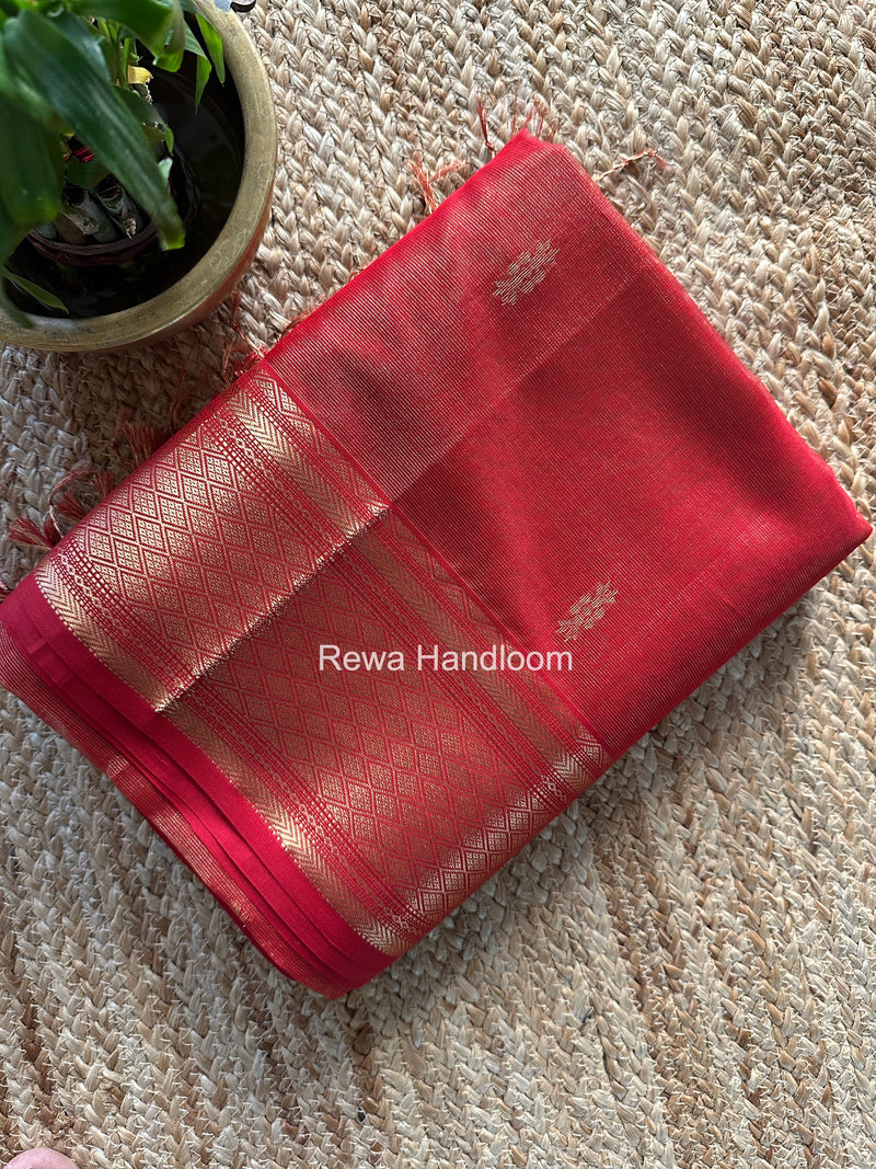 Maheshwari Red Tissue Rich Pallu Saree THP041
