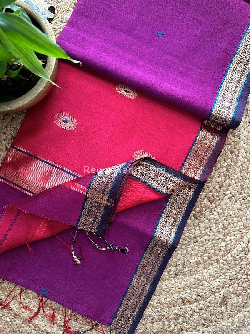  Butta Pallu Zari Border Maheshwari Saree
