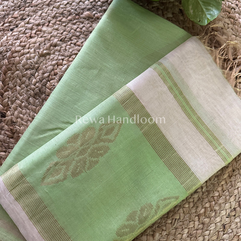 Maheshwari Green-Off white Tissue Buta Dress Material TPT012