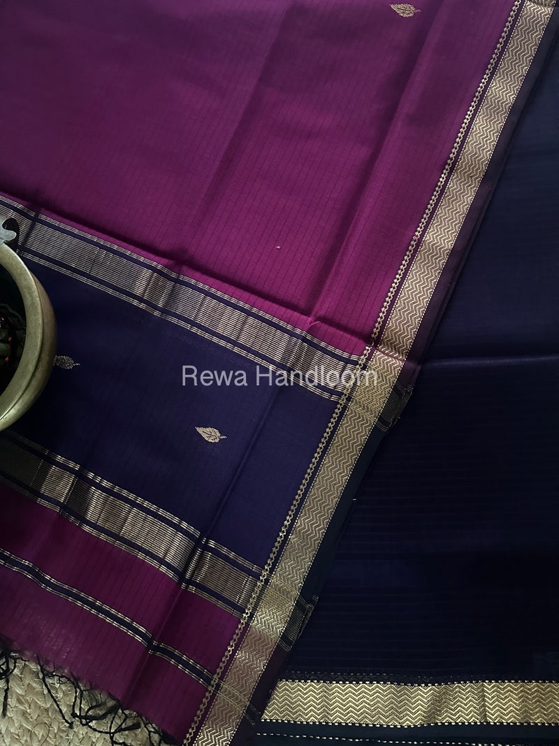 Maheshwari Violet-Magenta Motifs Top-Dupatta Set PST0138