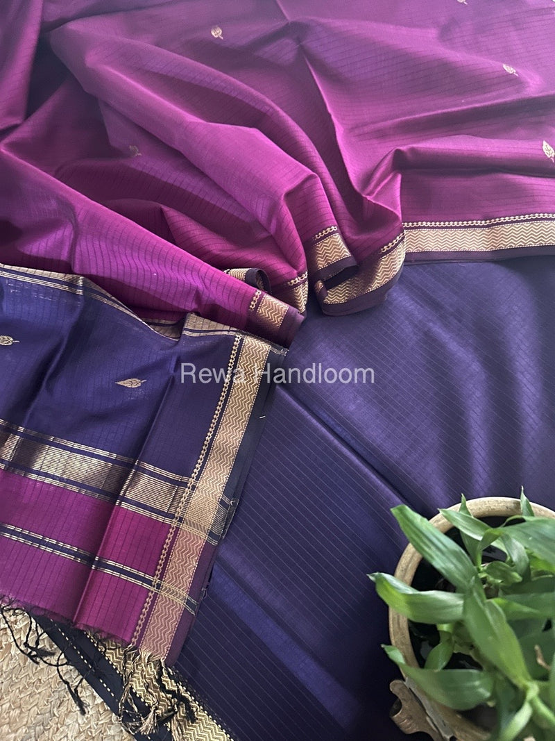 Maheshwari Violet-Magenta Motifs Top-Dupatta Set PST0138