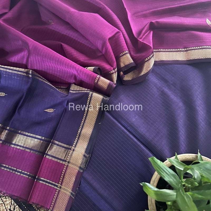 Maheshwari Violet-Magenta Motifs Top-Dupatta Set PST0138