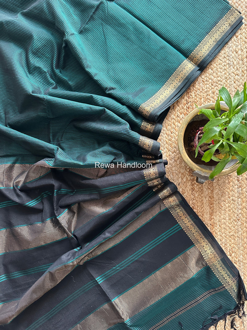 Maheshwari Green Garbha Reshami Silk Saree GS336