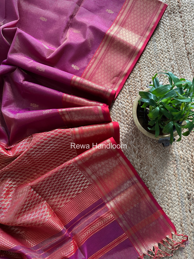Maheshwari Magenta Tissue Rich Pallu Saree THP040