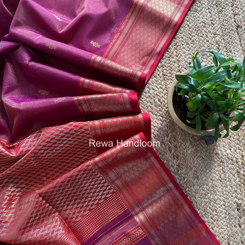 Maheshwari Magenta Tissue Rich Pallu Saree THP040