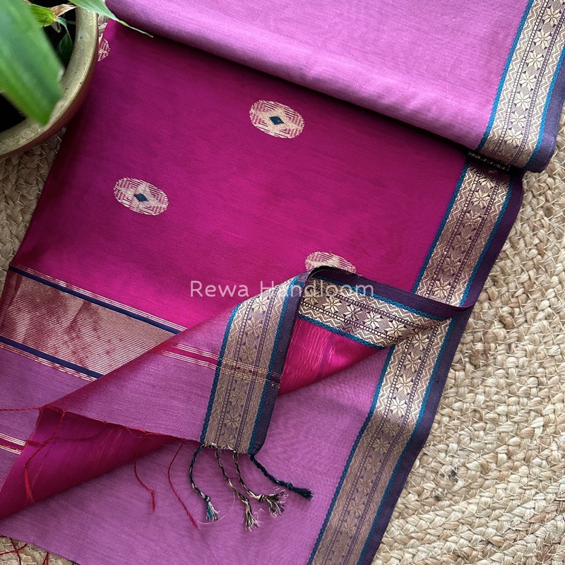  Butta Pallu Zari Border Maheshwari Saree