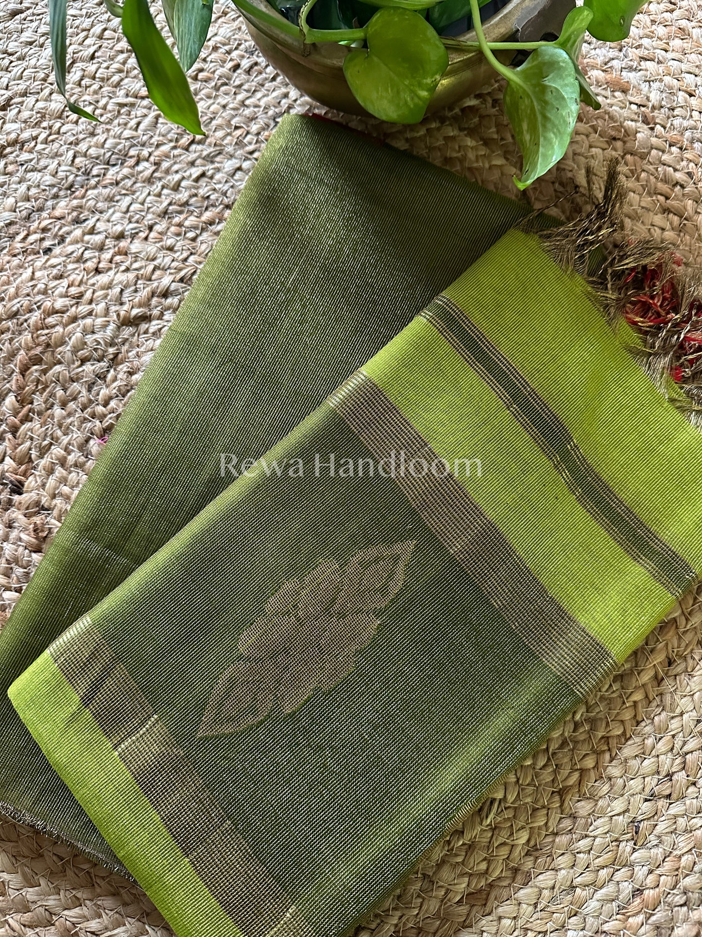 Maheshwari Green-Parrot Green Tissue Buta Dress Material TPT02