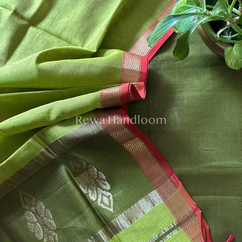 Maheshwari Green-Parrot Green Tissue Buta Dress Material TPT02