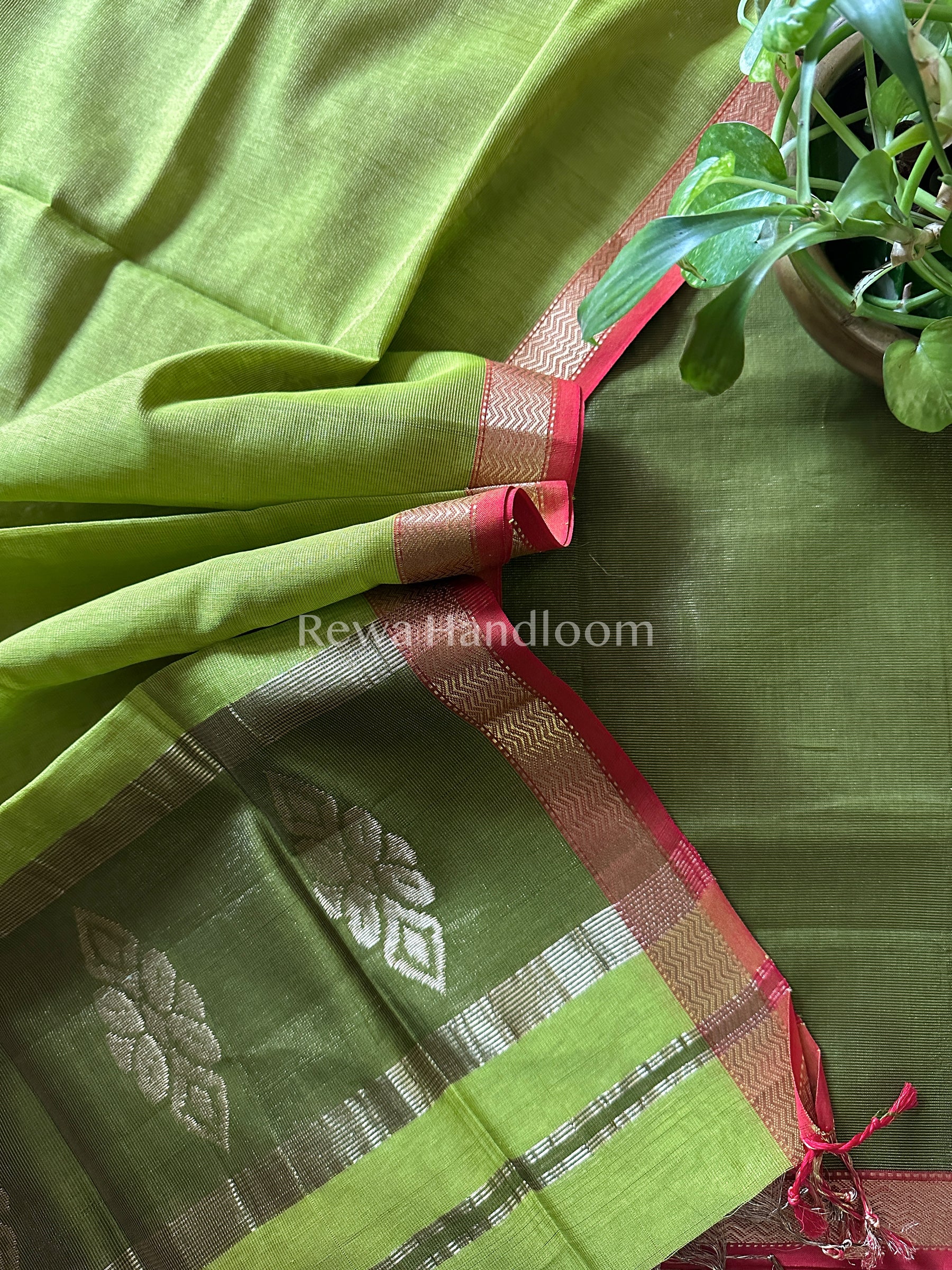 Maheshwari Green-Parrot Green Tissue Buta Dress Material-TPT02