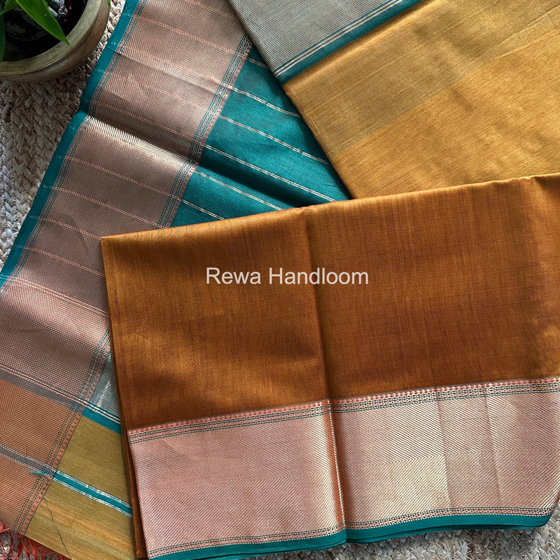 Exclusive Maheshwari Mustard Zari Border Saree EZ031