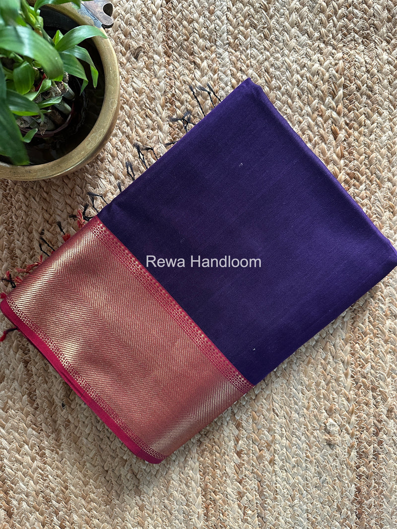 Exclusive Maheshwari Purple Zari Border Saree EZ032