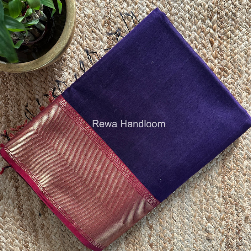 Exclusive Maheshwari Purple Zari Border Saree EZ032