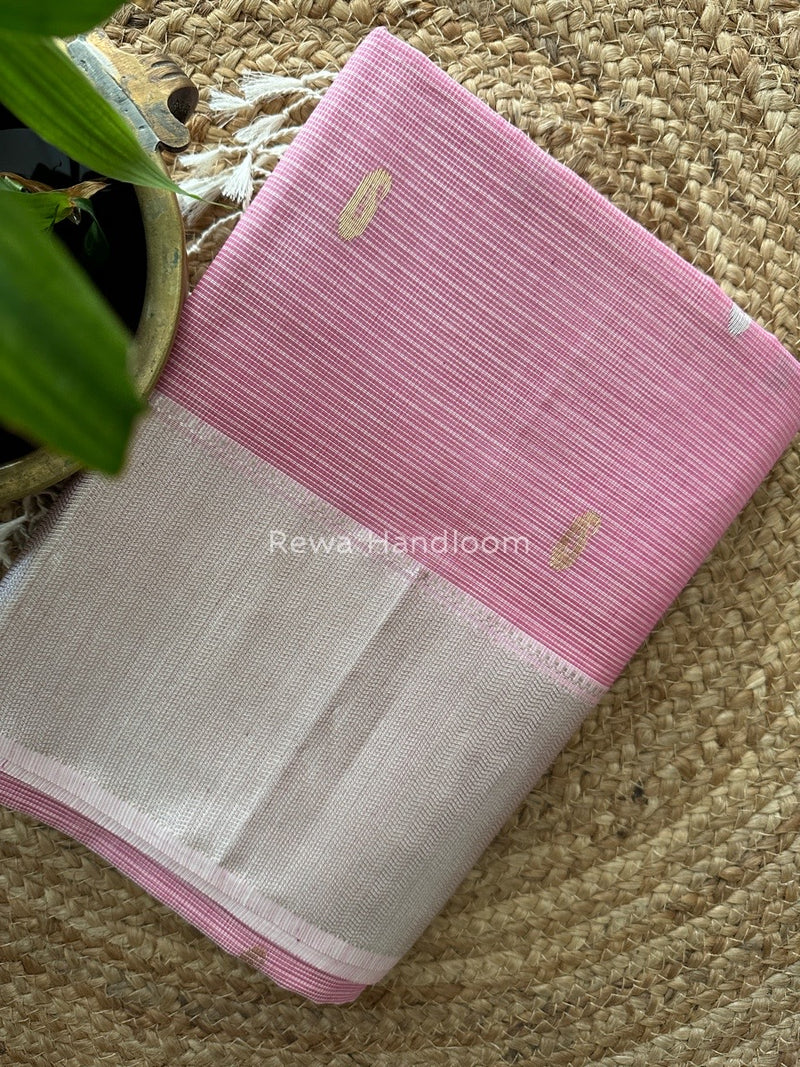 Maheshwari Baby Pink Silver Buta-Buti Saree SBP012