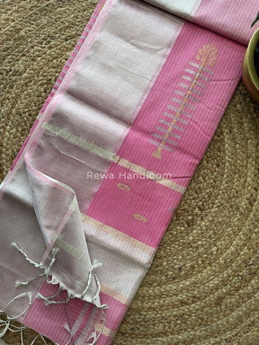 Exclusive Maheswari Baby pink Silver Butti Buta Saree SBP012