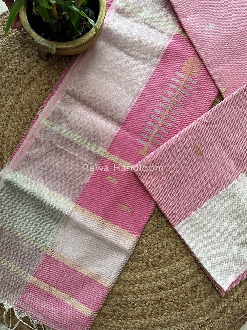 Maheshwari Baby Pink Silver Buta-Buti Saree SBP012