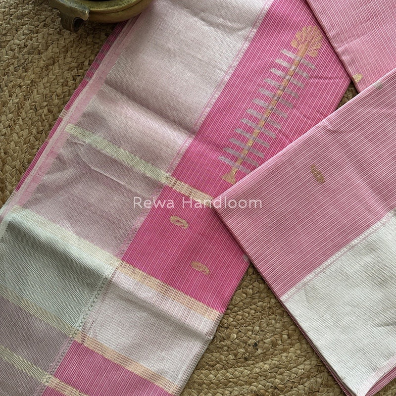 Maheshwari Baby Pink Silver Buta-Buti Saree SBP012