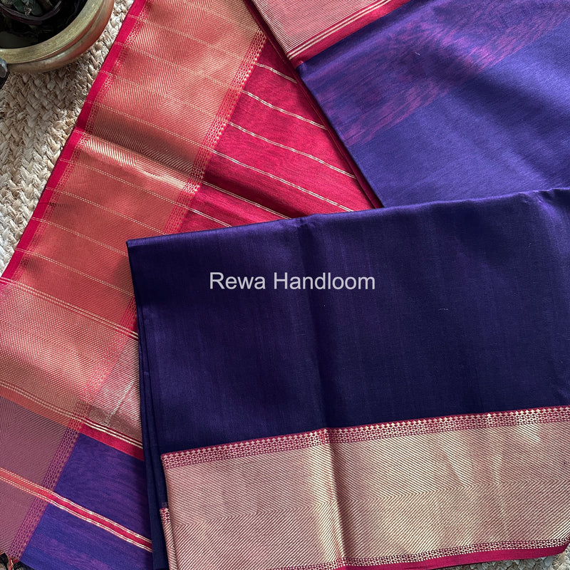 Exclusive Maheshwari Purple Zari Border Saree EZ032