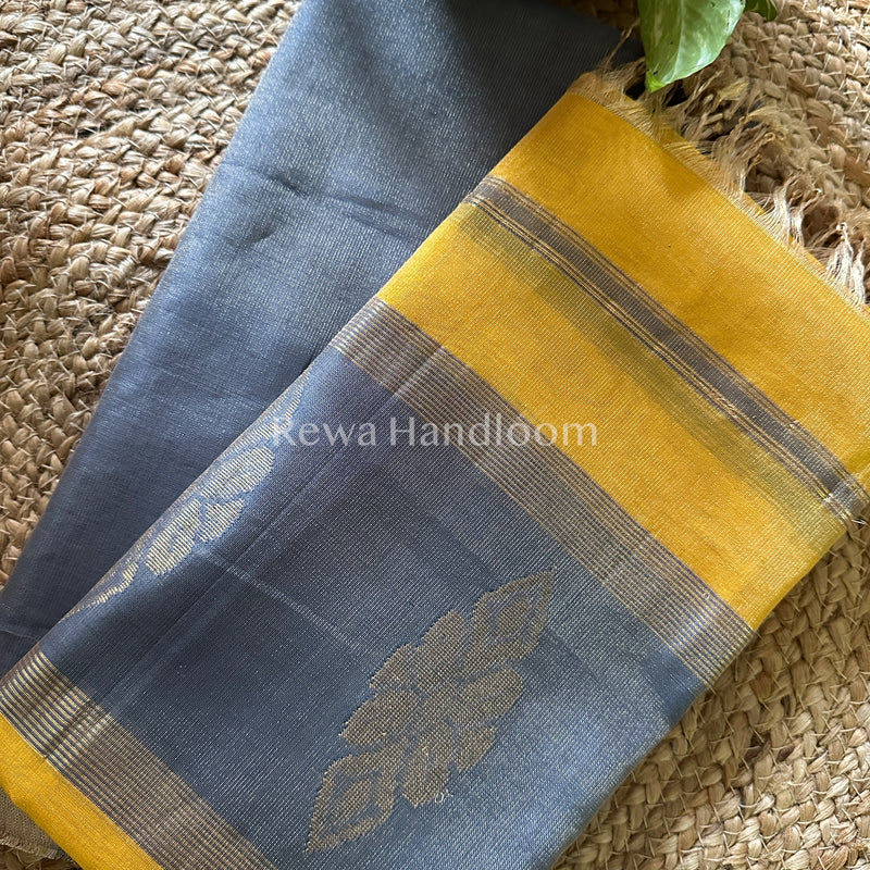 Maheshwari Grey-Yellow Tissue Buta Dress Material TPT07