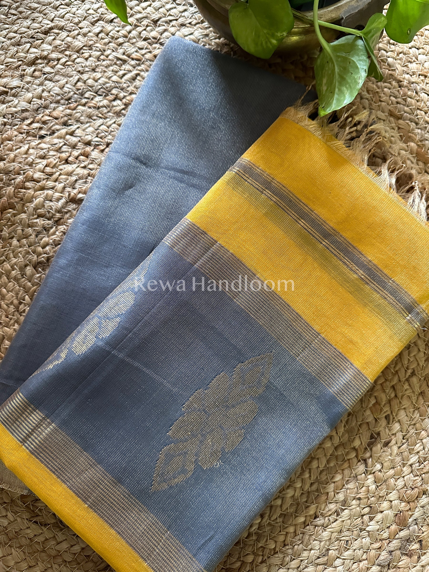 Maheshwari Grey-Yellow Tissue Buta Dress Material TPT07