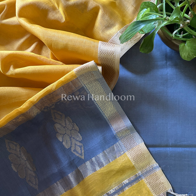 Maheshwari Grey-Yellow Tissue Buta Dress Material TPT07