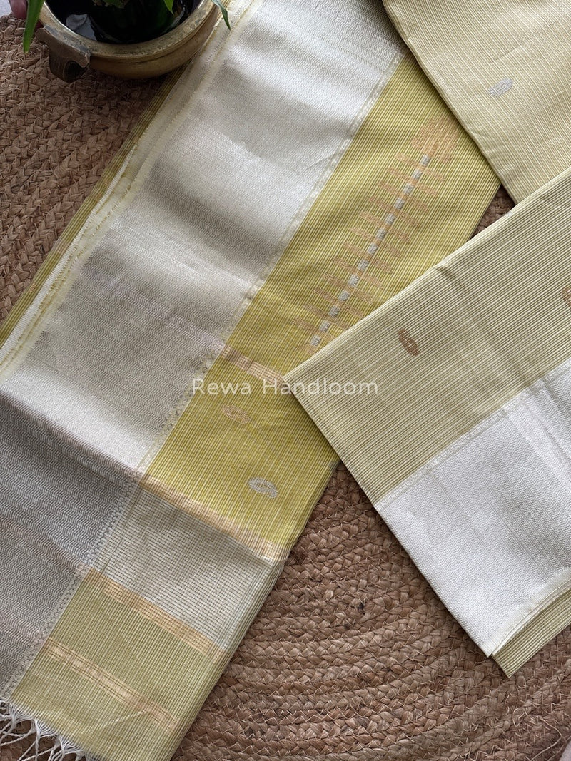 Maheshwari Pista Green Silver Buta-Buti Saree SBP015