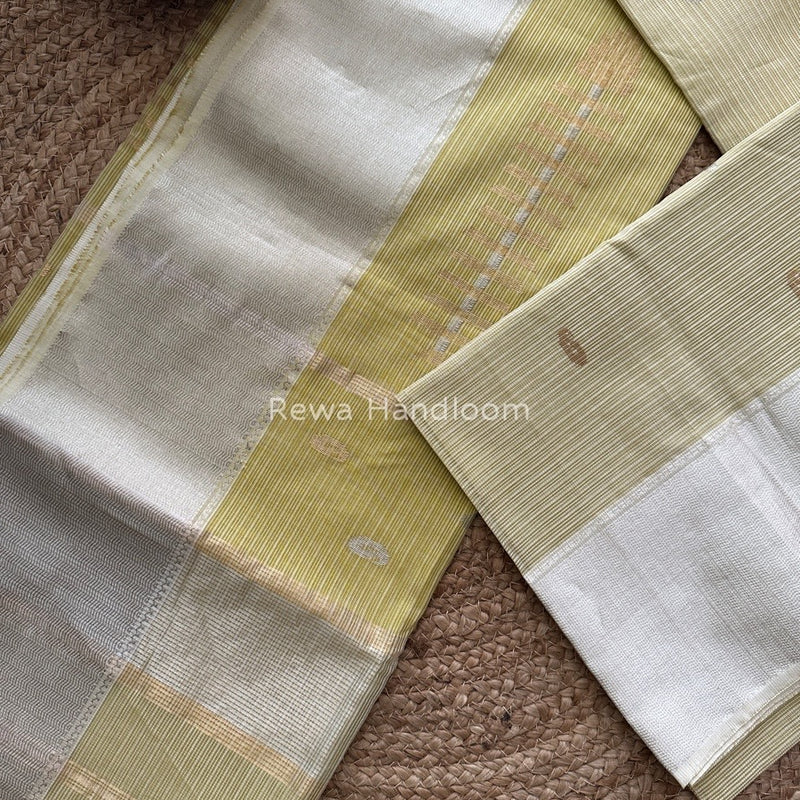 Maheshwari Pista Green Silver Buta-Buti Saree SBP015