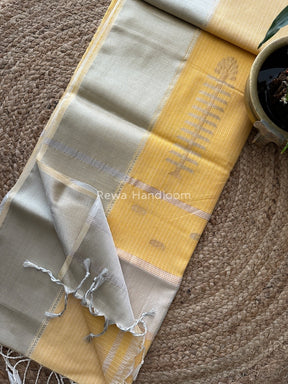 Exclusive Maheswari Light Yellow Silver Butti Buta Saree SBP013