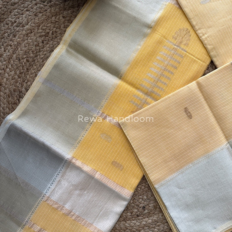 Exclusive Maheswari Light Yellow Silver Butti Buta Saree SBP013