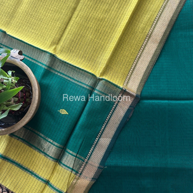 Maheshwari Green-Mehendi Green Motifs Top-Dupatta Set PST0163