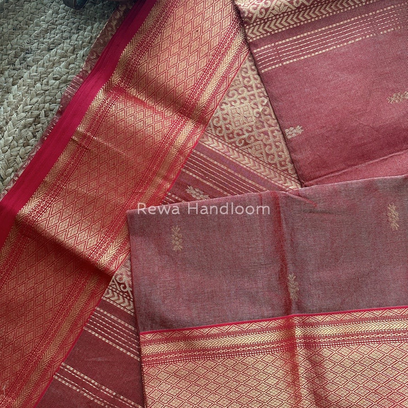 Maheshwari Red Tissue Rich Pallu Saree THP023