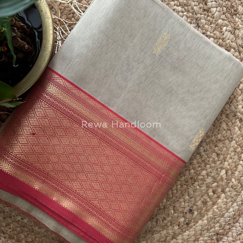 Maheshwari Beige Tissue Rich Pallu Saree THP034