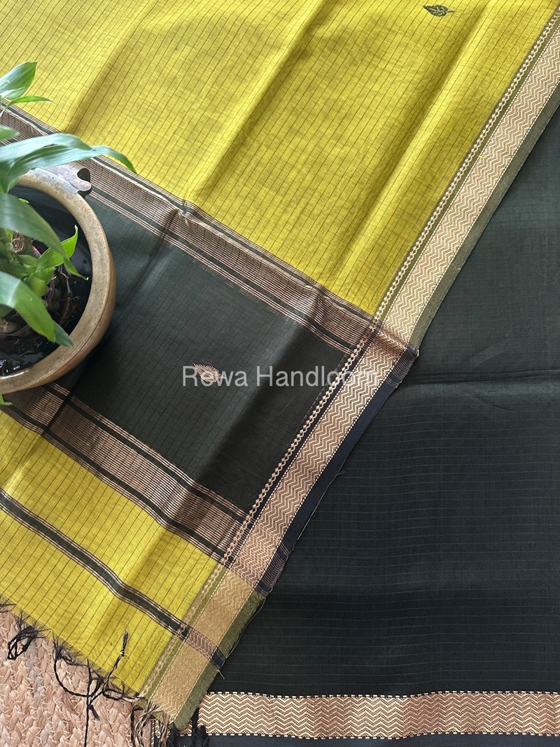 Maheshwari Green-Mehendi Green Motifs Top-Dupatta Set PST0144