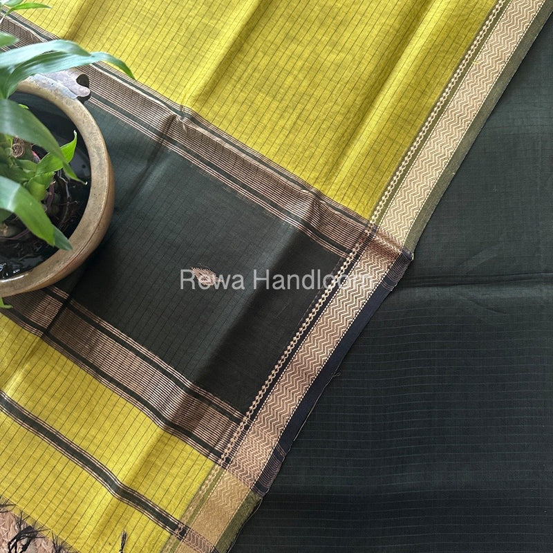 Maheshwari Green-Mehendi Green Motifs Top-Dupatta Set PST0144
