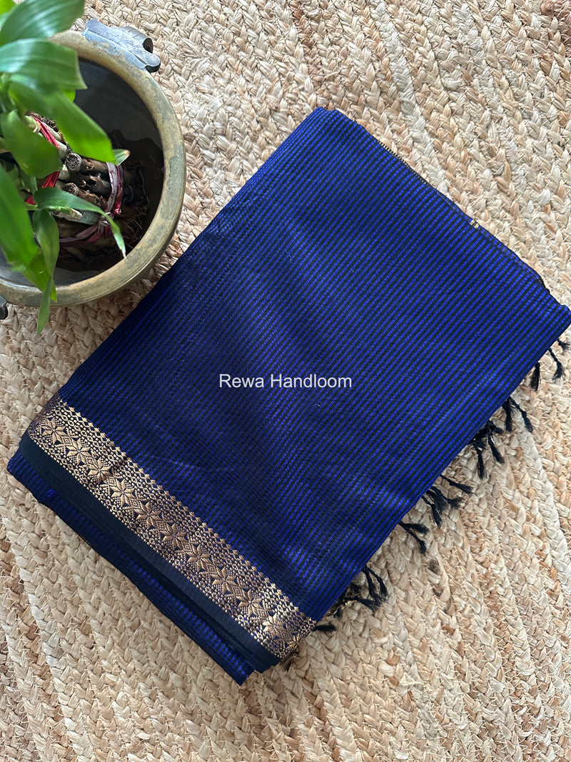 Maheshwari Blue Garbha Reshami Silk Saree GS339