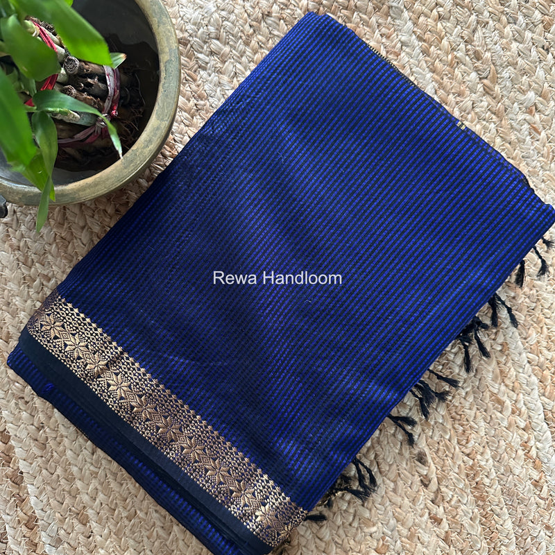 Maheshwari Blue Garbha Reshami Silk Saree GS339