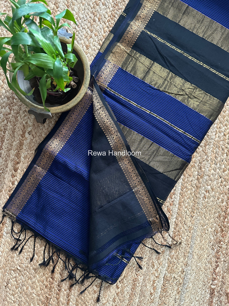 Maheshwari Blue Garbha Reshami Silk Saree GS339