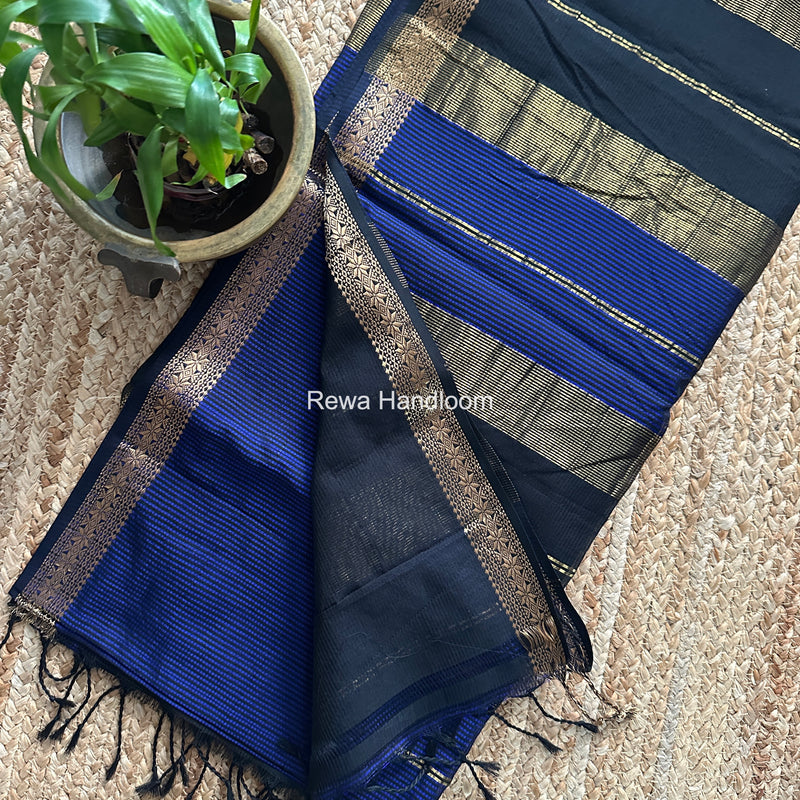 Maheshwari Blue Garbha Reshami Silk Saree GS339
