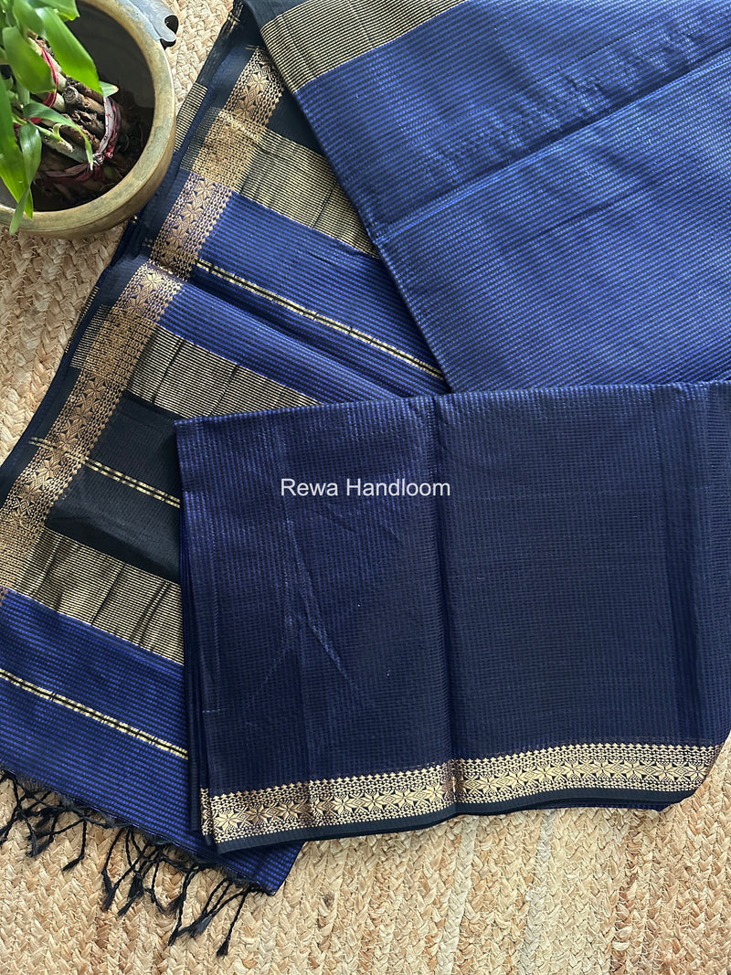 Maheshwari Blue Garbha Reshami Silk Saree GS339