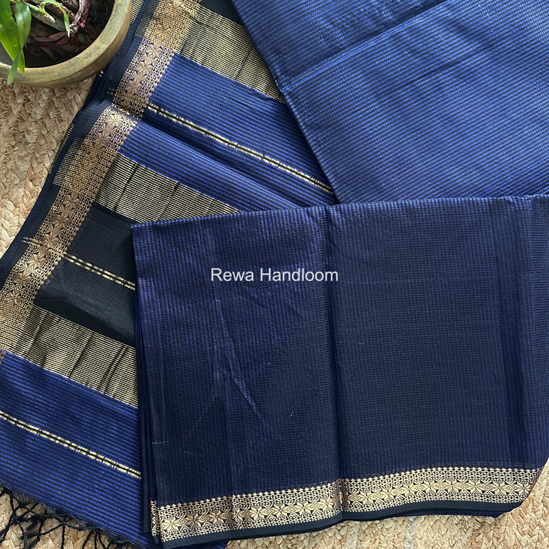 Maheshwari Blue Garbha Reshami Silk Saree GS339