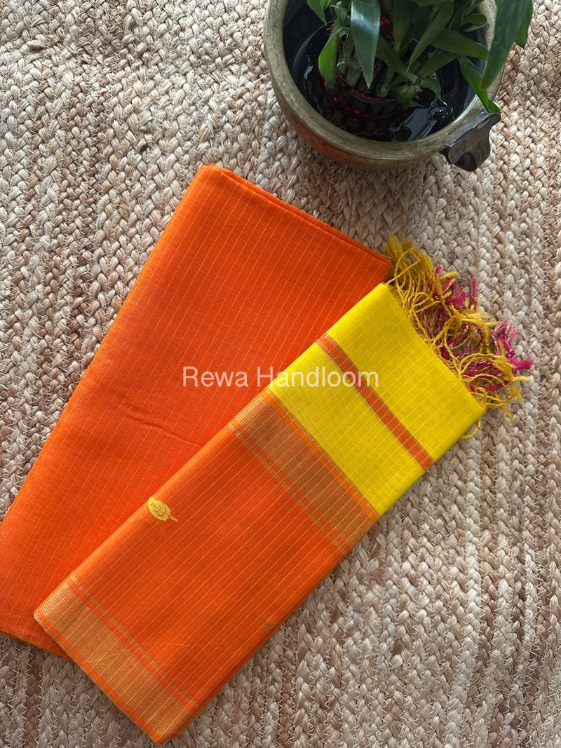 Maheshwari Orange-Yellow Motifs Top-Dupatta Set-PST053